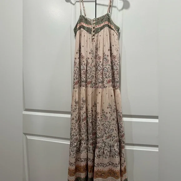 Floral Maxi Dress in Cream and Green - Picture 6 of 9